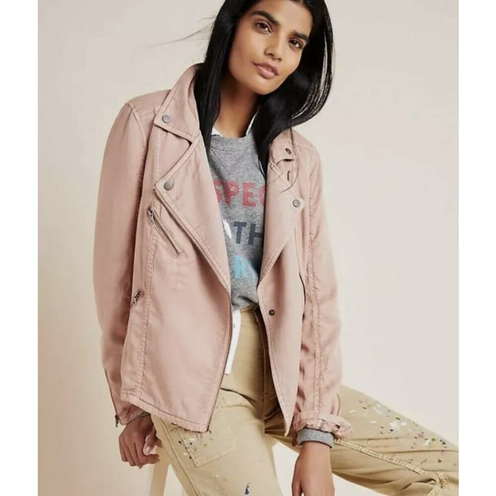 Anthropologie Marrakech Ronika Blush Pink Biker Moto Jacket Size Small